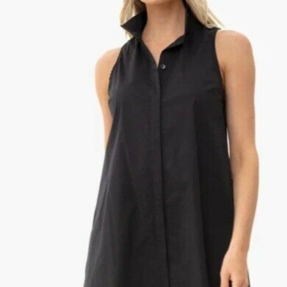 TUCKERNUCK Black Cotton Poplin Sleeveless Charlie Dress Size Small